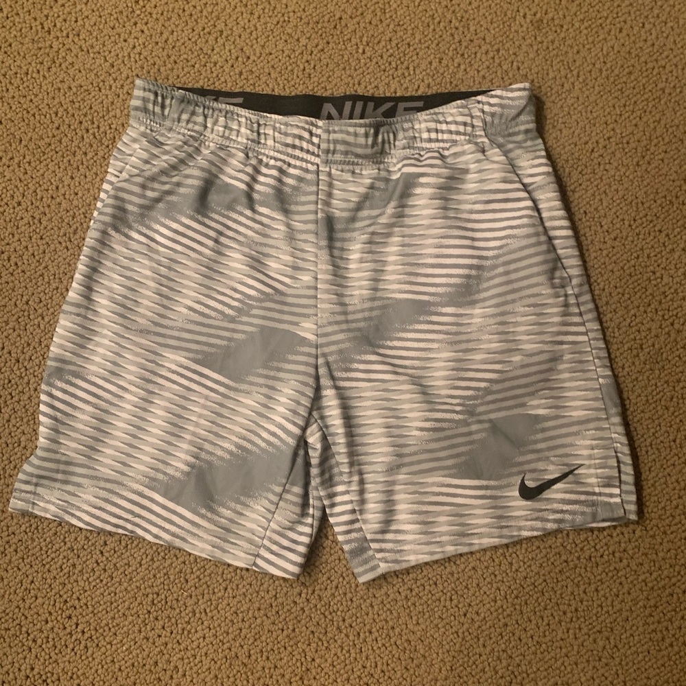 Nike grey and white athletic shorts